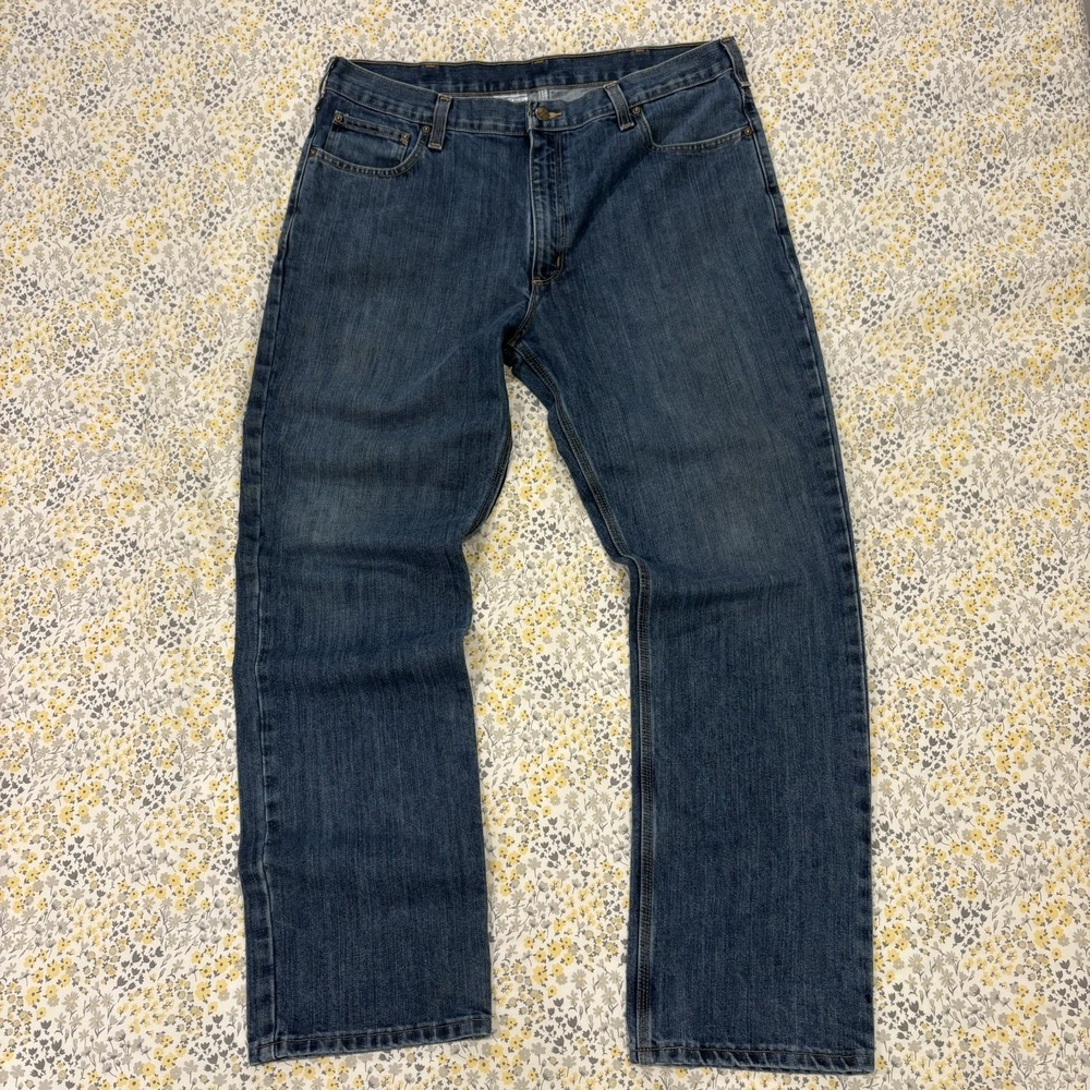 Carhartt Straight Leg Traditional Fit Jeans Men's 38x32 Blue Denim Work Wear